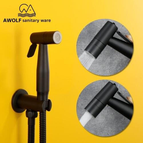 Toilet Hand Held Bidet Sprayer Stainless Steel Matt Black Shattaf Cleaner Douche Kit Bathroom Sprayer Shower Head AP2123