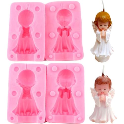 Angel Boy Girl Silicone Mould Baby Birthday Cake Decorating Tools Handmade Candle Mold Resin Clay Candy Chocolate Gumpaste Molds