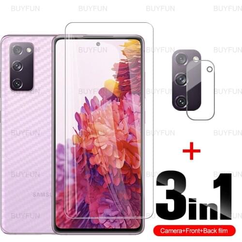 Camera glass for samsung galaxy s20 fe 6.5'' front screen protector on for samsung samsun s 20 20fe carbon fiber back soft film