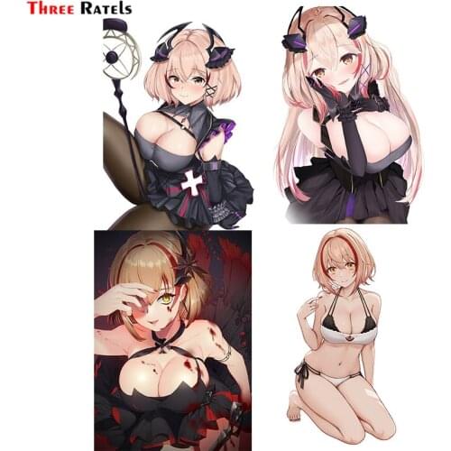 Three Ratels F394 Cute Girl Roon Azur Lane Sticker For Car Body&Fuel Tank Cap&Rearview Mirror Vinyl Auto Accessories Decals