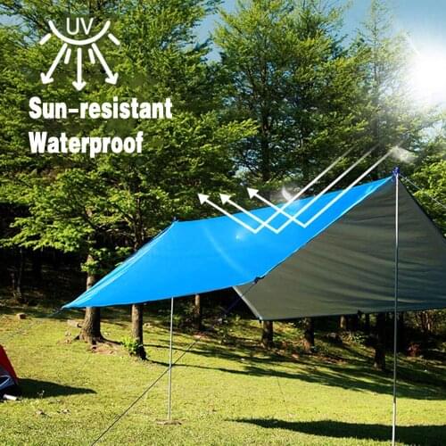 9.8 * 9.8ft Waterproof Outdoor Camping Tarp Awning Sunshade Hammock Tent Rain Shelter Picnic Mat Tarpaulin Canopy Beach Blanket