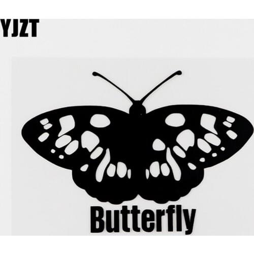 YJZT 14CMX9.8CM Beautiful Butterfly Vinyl Animal Car Sticker Decal Black/Silver 8C-0135