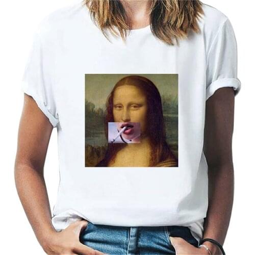 Mona Lisa Harajuku beautiful t-shirt female 90s retro t-shirt top fashion female Harajuku ullzang funny t-shirt
