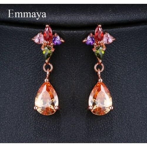 EMMAYA Delicate Cute Colorful Cubic Zircon Romantic Women Piercing Earring Jewelry Gift Wedding Party