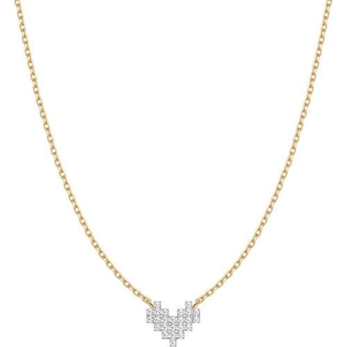 Fashion Real 925 Sterling Silver Yellow Gold Color Love Heart Zircon Pendant Necklace Women Lover Valentine Jewelry Gift