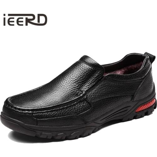 Warm Winter Shoes Genuine Leather Shoes Men Oxfords Business Dress Men Formal Shoes Cow Leather Flats Winter Men Shoes Plus size