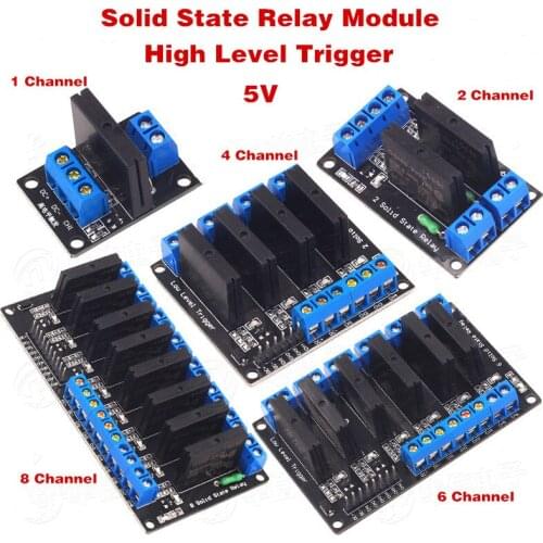 1/2/4/6/8 Channel 5V Solid State Relay Module High Level Trigger DC Control AC with Fuses 250V 2A