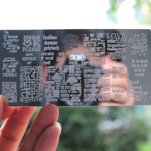 1Pc English Letter 01/02 Style Nail Stamping Plates 6*12cm Stainless Steel Image Stamping Nail Art Template Nail Stamp Tools