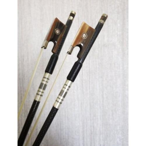 Hot new black grille carbon fiber violin bow 4/4 full size red horn frog
