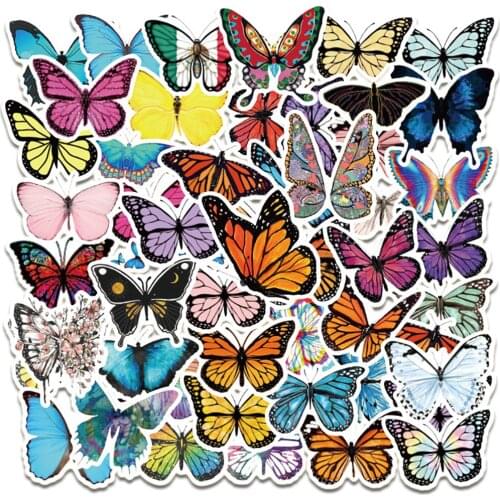 50PCS Pretty Butterfly Animal Graffiti Stickers DIY Travel Skateboard Suitcase Guitar Luggage Laptop Phone Sticker Decal Kid Toy