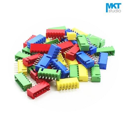 100Pcs Sample 6P XH 2.54mm Pitch XH2.54 Straight Pin Male Box Header Wafer Sample Red Black Green Blue Yellow