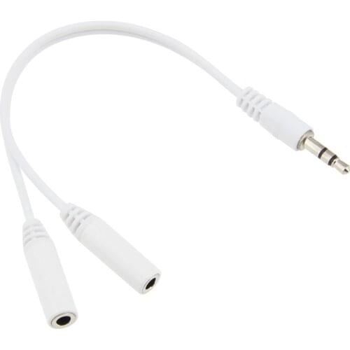 18cm White 3.5 Mm Earphone Headphone Splitter Cable Jack Male to Double Female Audio Cord for Laptop 300pcs