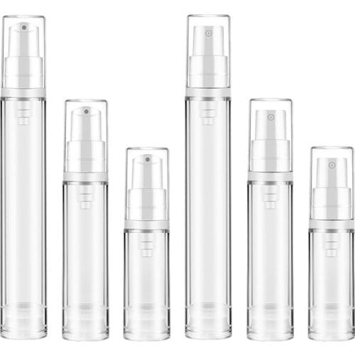 20pcs 5/10/15ml Empty Airless Vacuum Pump Bottle Refillable Plastic Cream Lotion Bottle Travel Bottles Liquid Container