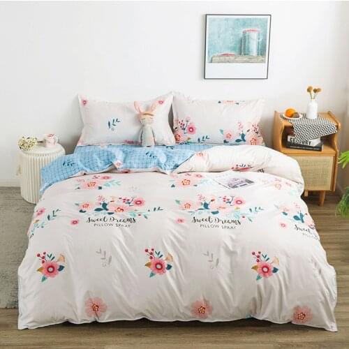 2021 Fashion Duvet Cover Set Bed Sheets Pillowcase A/B Double-Sided Pattern Beige Floral Quilt Cover Bed Linens Home Textiles