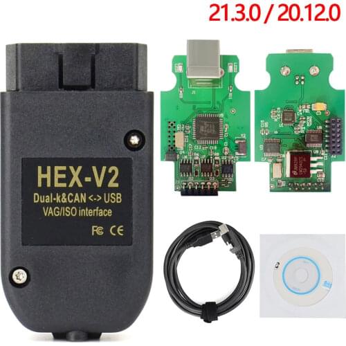 2021 Best Quality HEX V2 Obd2 Scanner VAGCOM 21.3.0 VAG COM 21.12.0 FOR V-W For AUDI ATMEGA162+16V8+FT232RQ