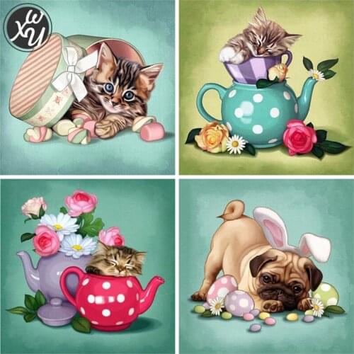 Diamond Painting Cartoon Diamond Art Animals Cats Full Diamond Embroidery Cute Dog Diamond Painting 5D Diamond Mosaic for Decor