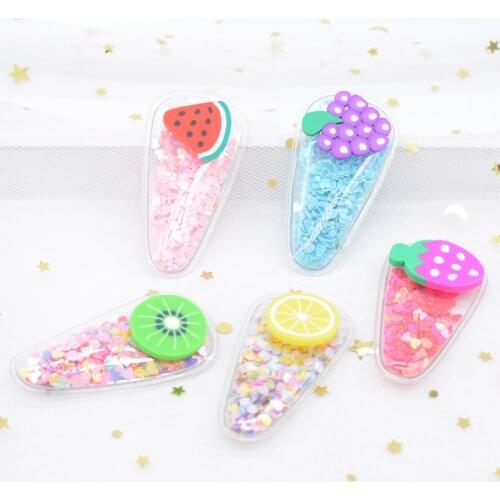 5Pcs 56*30mm Transparent Plastic Filling Sequin Matching Fruit Clay Appliques for DIY Baby Headwear Hair Clips Accessories H58