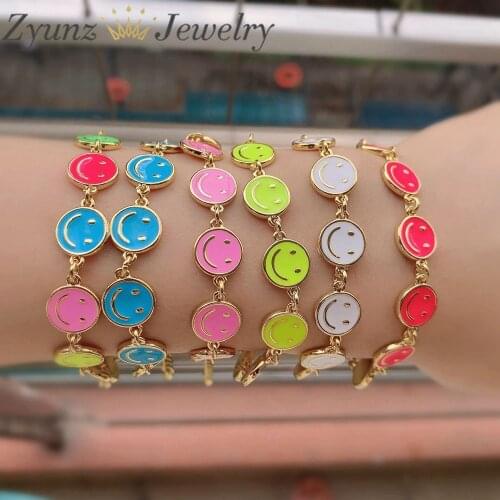 5PCS, Smiley Face bracelet, Happy face bracelet, Happy face jewelry, Link Chain happy face bracelet, smiley face jewelry, Gift