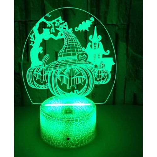 Halloween Decorative Pumpkin Carriage 3D Lamp Light Gifts Toys LED USB Mood Night Light Multicolor Luminaria Bedroom Table Lamp