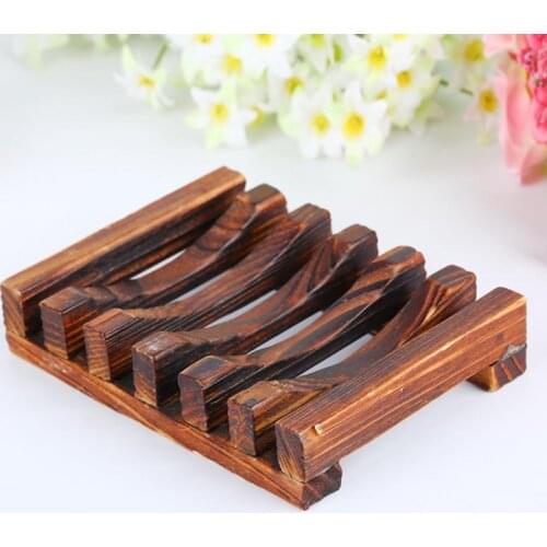 Wooden Natural Bamboo Soap Dishes Tray Holder Storage Soap Rack Plate Box Container Portable Bathroom Soap Dish Storage Box