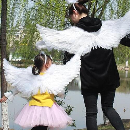 Childrens Fashion White Feather Angel Wings For Holiday Dance Party Cosplay Costume Stage Show Masquerade Carnival Fancy Dress