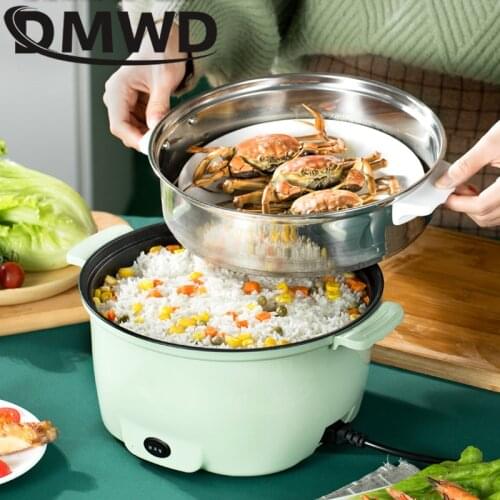 DMWD 1.5L Portable Electric Cooker Multifunction Hot Pot Noodles Rice Eggs Soup Steamer Rice Cooker Non-stick liner 2 Layers