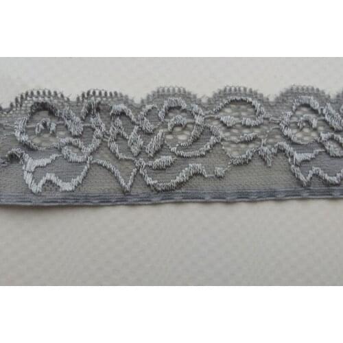 10 yards / batch of beautiful gray embroidered elastic lace 3.5 cm wide DIY clothing lace jewelry accessories