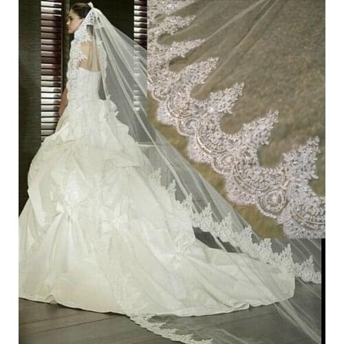 Hot real 3/5 Meter White Ivory Wedding Veils Long Lace Edge Bridal Veil with Comb Wedding Accessories Bride Wedding Vei