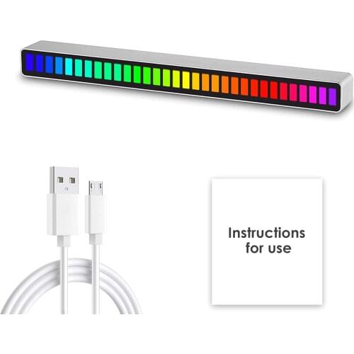Bit Music Level Indicator Aluminum Bar Voice Sound Control Audio Spectrum RGB Light LED Display Rhythm Pulse Colorful Signal