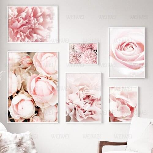 Flower Decoration Painting Pink Big Flower Home Decoration Modern Living Room Decoration Canvas Painting Elegant Petal Poster