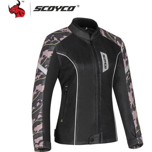 SCOYCO Women Motorcycle Jacket Summer Breathable Jaqueta Motociclista Protective Gear Moto Jacket Motorbike Clothing Black