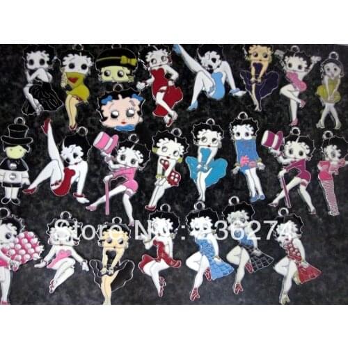 M32 Wholesale Mix 100Pcs Alloy Metal Enamel Betty Girl Charms DIY hang pendant accessories