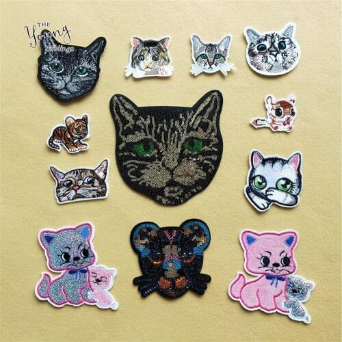 Cartoon Cat Leopard For Kids Clothes Iron on Patches DIY Embroidery Sewing Stickers Animal Hot melt adhesive Jacket Hat Badges
