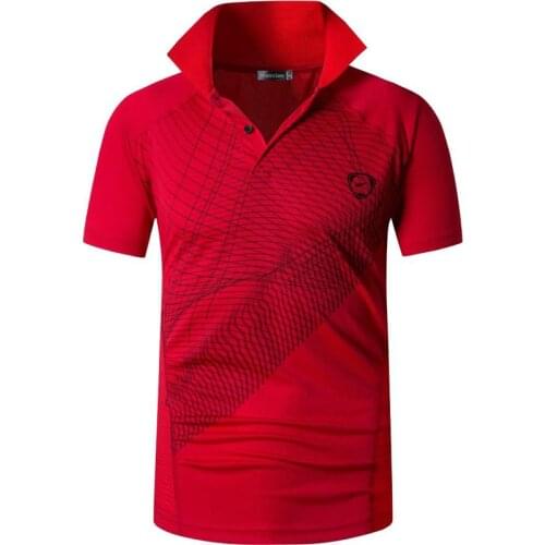 Jeansian Mens Sport Tee Polo Shirts POLOS Poloshirts Golf Tennis Badminton Dry Fit Short Sleeve LSL244 Red