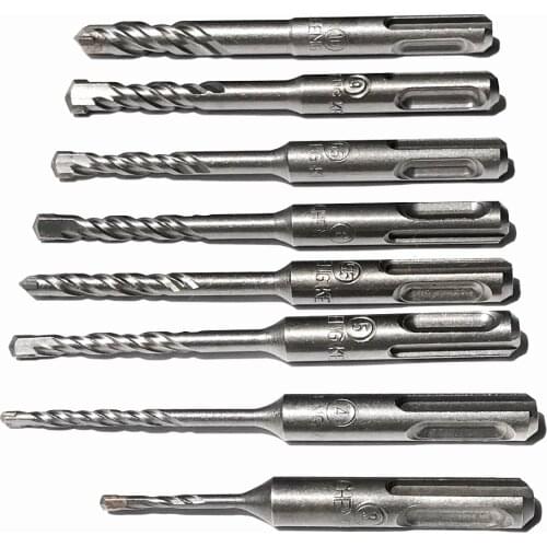 8PCS/set 3/4/5/6/7/8/9/10mm Solid alloy Tip SDS Plus Round Shank 4 hollow hammer Drill Bits for home DIY decoration using