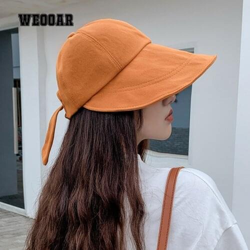 WEOOAR Panama 2021 Fashion Womens Bucket Hat Sun Visor Casual Summer Hat Baseball Caps Outdoor Fishing Black Beach Gorros MZ159