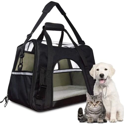 Airline Approved Pet Carrier,Waterproof Pet Travel Carrier with Fleece Bedding Soft Sided Portable Tote for Cats and Small Dogs