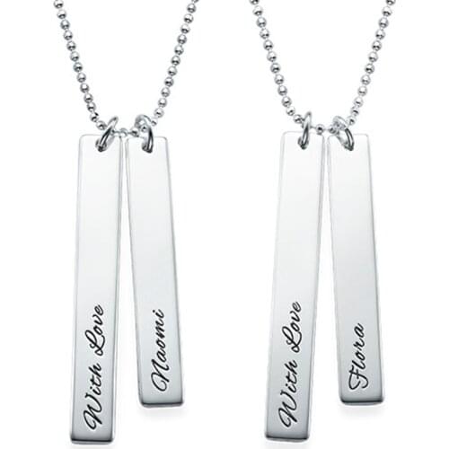 AIYANISHI 925 Sterling Silver Personalized Bar Chokers for Women Custom ID Bar Necklace Elegant Party Jewelry Custom Gifts