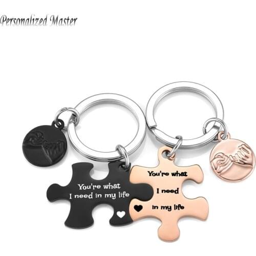 Personalized Master Customized Puzzle Keychains Couple Keyring "You are what I need in my life" Lover Anniversary Key Chain Gift