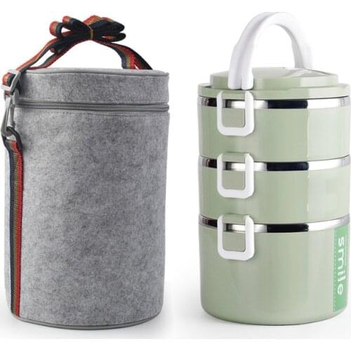 Portable Thermos Lunch Box Food Container 2 3 Layer Bento Box Stainless Steel Insulated Lunch Box for Food Storage Container