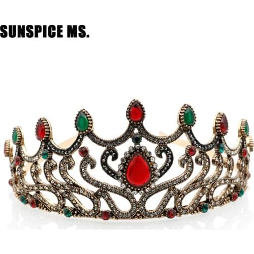 Vintage Retro Crown Hairband Women Kid Turkish Hair Barrette Accessories Princess Queen Cabelo Headwear Headwrap Wedding Jewelry