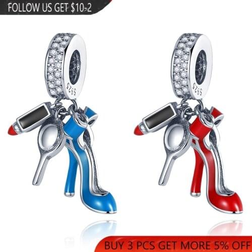 NEW 925 Sterling Silver Fashion Two-Tone High Heel Charms Fit Original Pandora Bracelet&Bangle Making DIY Jewelry For Women Gift