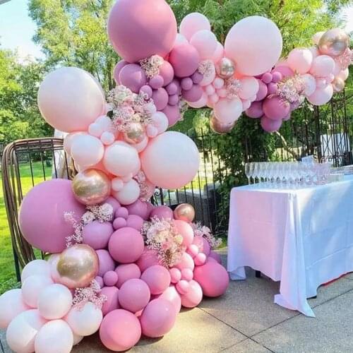 119pcs Pink Balloon Garland Arch Kit Rose Gold Chrome Latex Globos Wedding Bachelorette Party Decor Birthday Baby Shower Supples