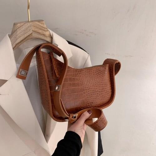 Alligator Irregular PU Leather Crossbody Shoulder Bag for Women 2021 Solid Color Handbags and Purses Female Fashion Hand Bag