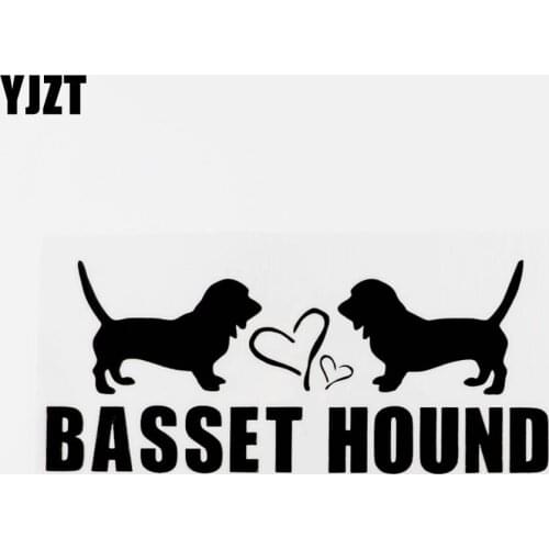 YJZT 15.6CM×6.6CM Basset Hound Fashion Vinyl Decor Decal Car Sticker Black/Silver 8C-0377