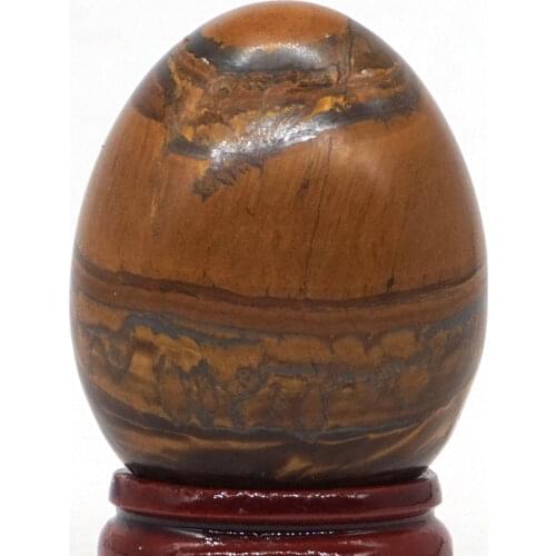 Yellow Iron Tiger Eye Sphere Egg Healing Reiki Crafts Massage Finger Exercise Feifanstyle natural stone minerals 34x44MM