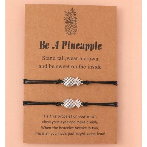 2PCS Tiny Pineapple Charm Bracelets For Women Men Ananas Pulseras Tropical Jewelry Bridesmaid Gift