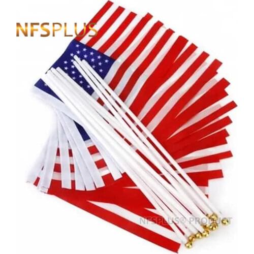 10 Pack Handheld USA Flags United States 14x21cm Polyester Hand Woving American Flag For Decoration Celebration Parade Sport