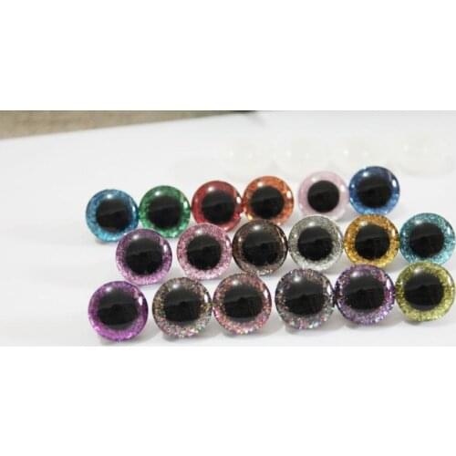100pcs--New 18colors option 16mm short stem 3D CLEAR safety toy eyes &glitter Nonwovens & washer--color option