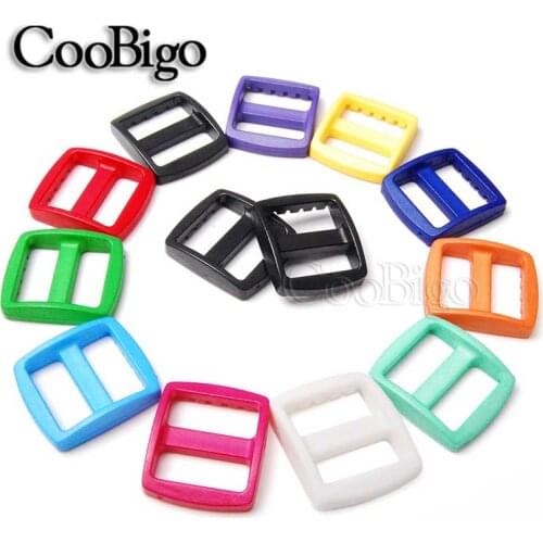 5pcs Pack Colorful Plastic Curved Tri Glide Slider 3/4"(20mm) Webbing Adjust Buckles Wider Style Outdoor Hiking Backpack Straps